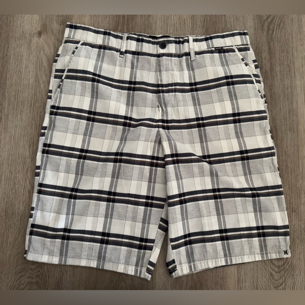 Hurley Plaid Bermuda Shorts Big H Embroidered Logo Mens Size 36